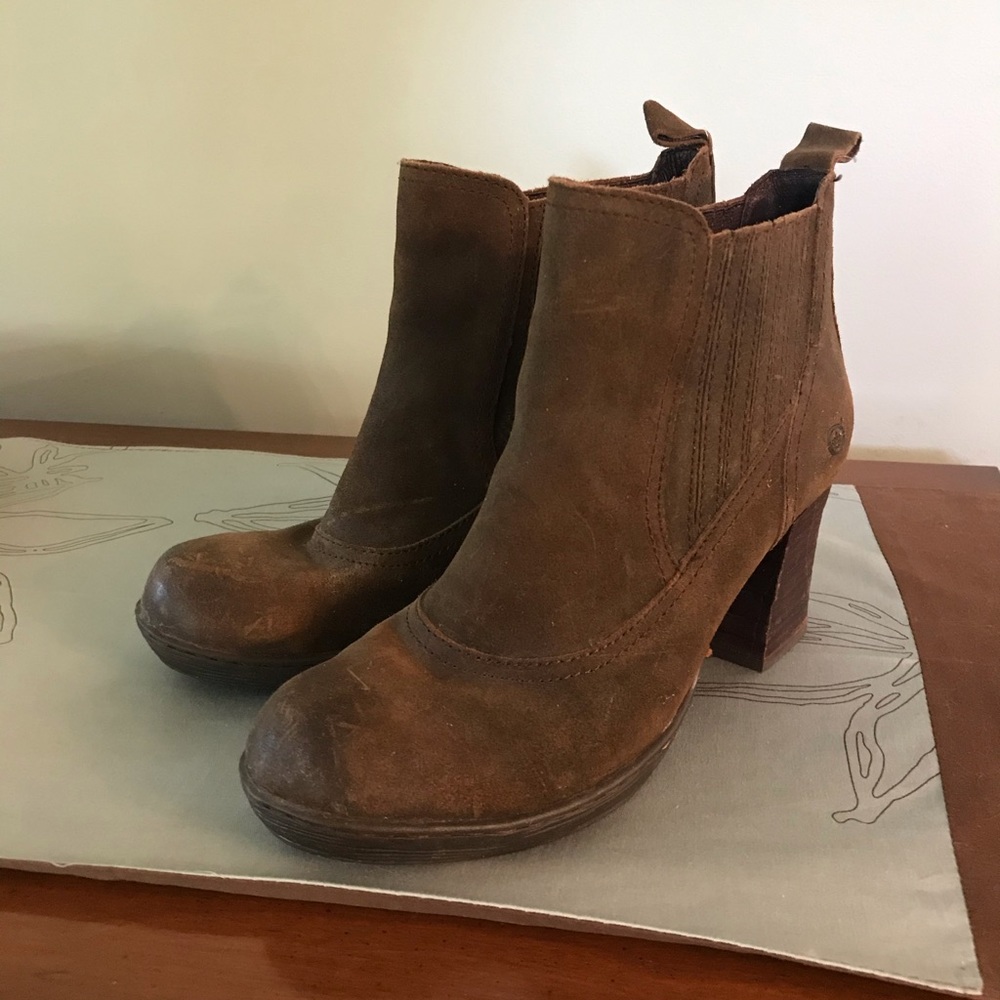 BØRN Ankle Boots - 9.5 Brown Distressed Leather